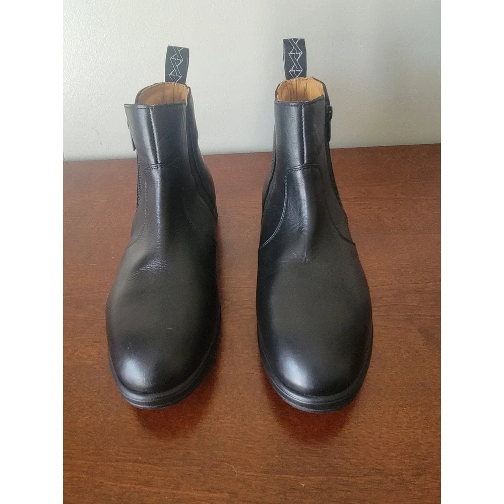 Xena Women's Black Leather Chelsea Ankle Boots Side Zip Round Toe Slip Oil 10W